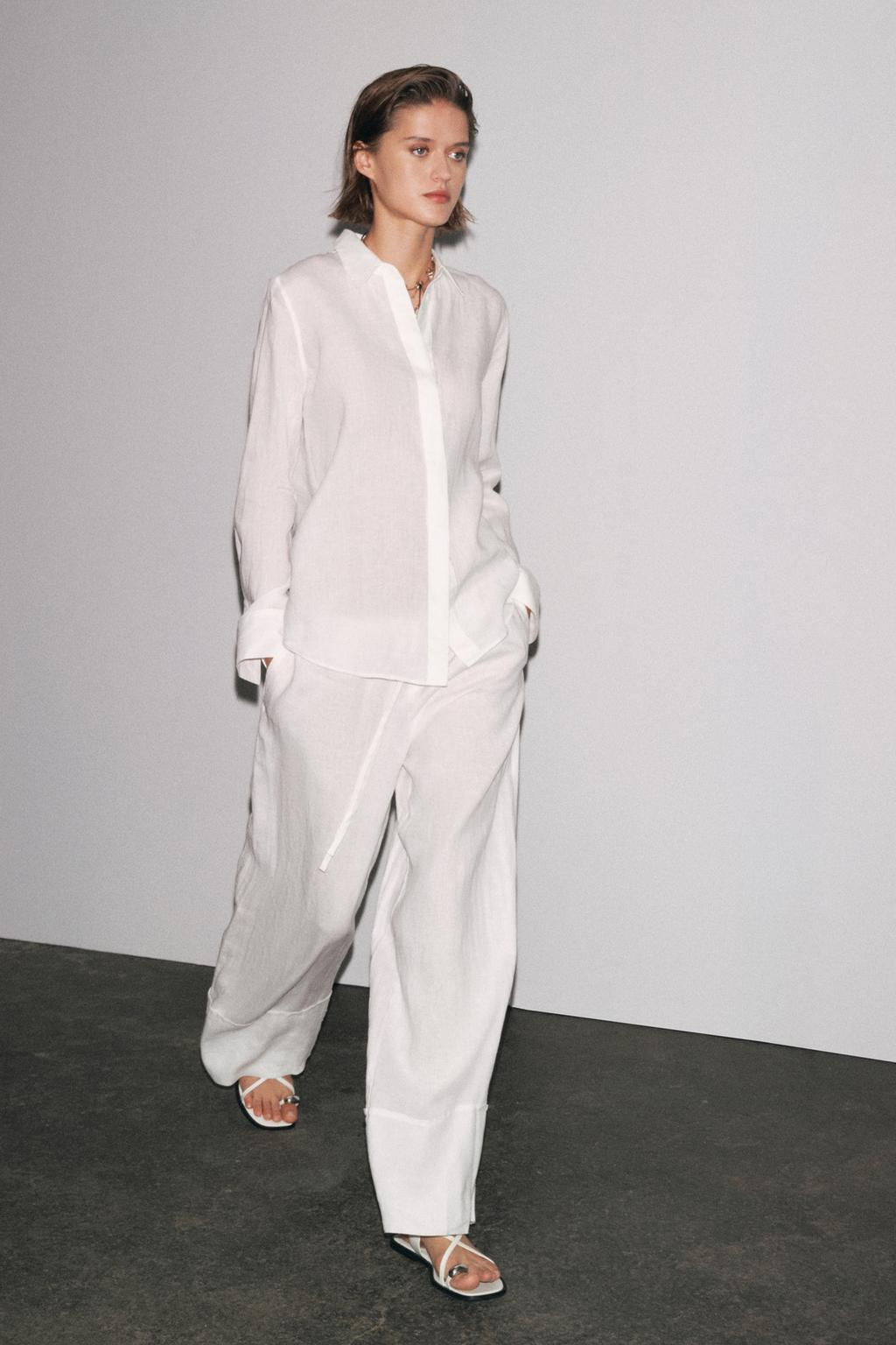 ZW COLLECTION 100% LINEN PALAZZO TROUSERS - Zara фото 17