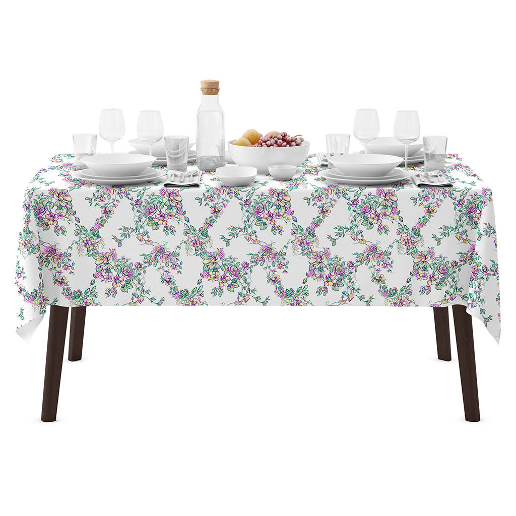 Сиреневый букет К Скатерть 200х145см, длина стола до 160см, на 6-8 персон, хлопок Премиум 186г/м2, Домашняя мода (Россия)  фото 6