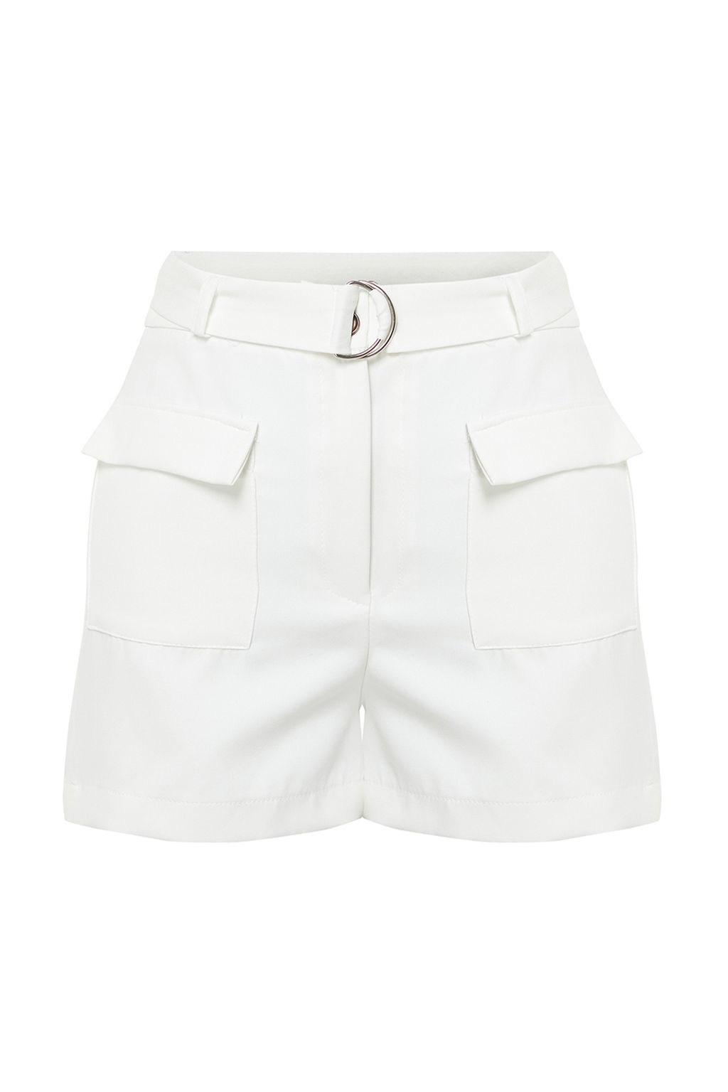 Ekru Cep Kapakl? Kemerli Mini Dokuma Sort TWOSS24SR00031