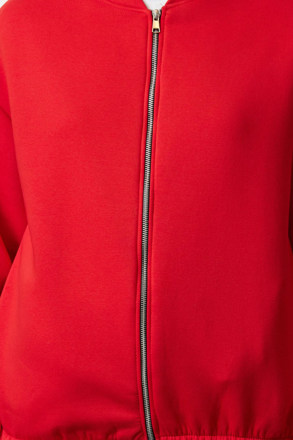 K?rm?z? Fermuarl? Oversize/Genis Kal?p Kal?n Ici Polarl? Orme Sweatshirt TWOAW25SW00122