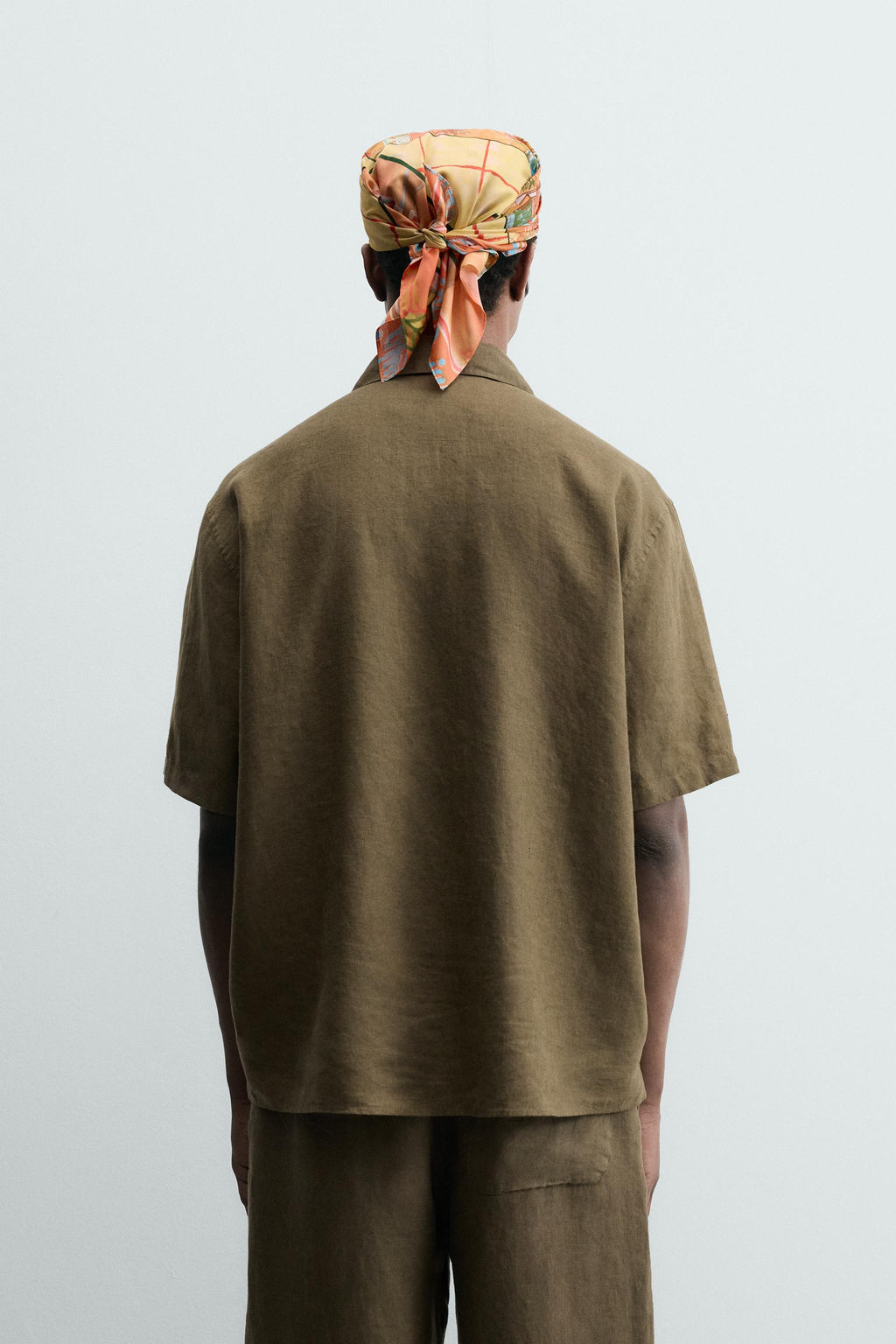 CAMISA RELAXED FIT 100%LINO / Khaki oscuro - Zara фото 3