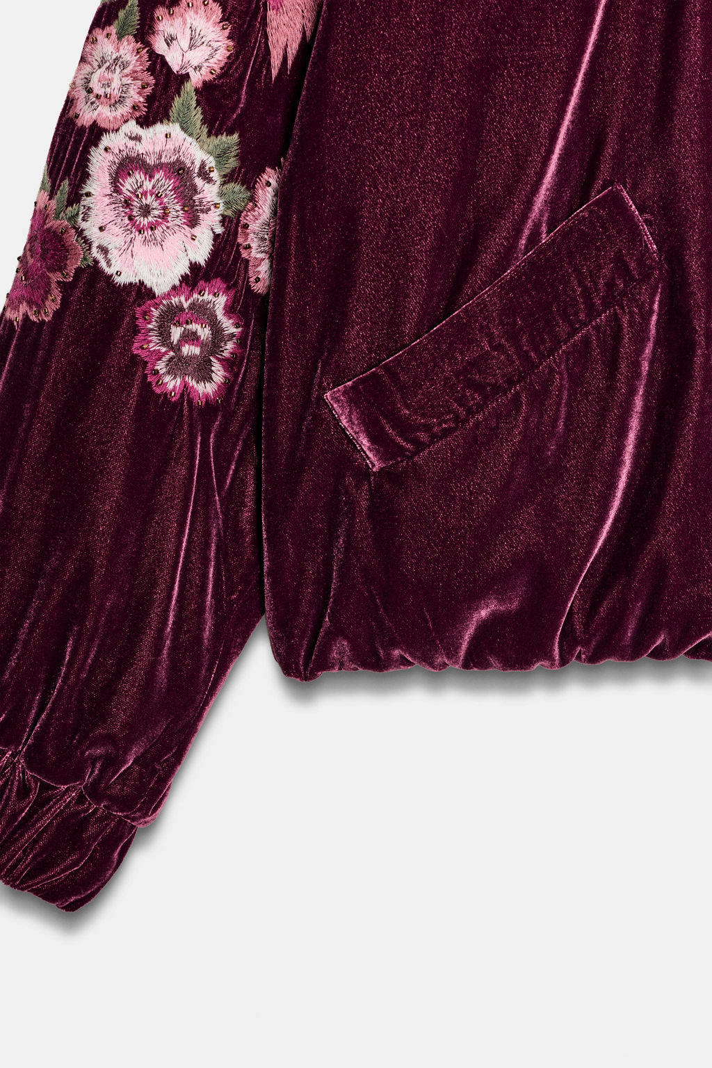 EMBROIDERED VELVET PUFFER JACKET - Zara фото 8