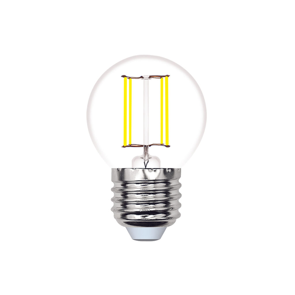 LED-G45-6W/4000K/E27/CL/SLF Лампа светодиодная. Форма "шар", прозрачная. Белый свет (4000K). ТМ Volpe
