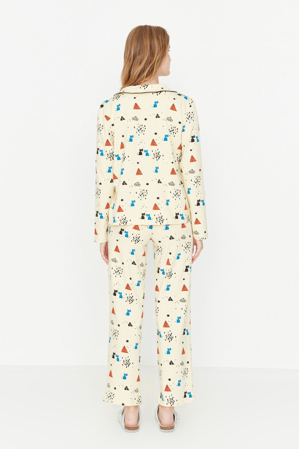 Trendyolmilla Cok Renkli %100 Pamuklu Desenli Orme Pijama Tak?m? THMAW21PT0084