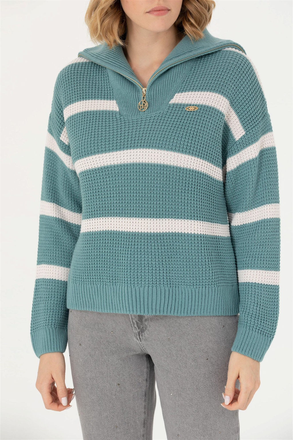 U. S. Polo Assn Женский мятный свитер с v-образным вырезом - U.s. polo assn фото 6