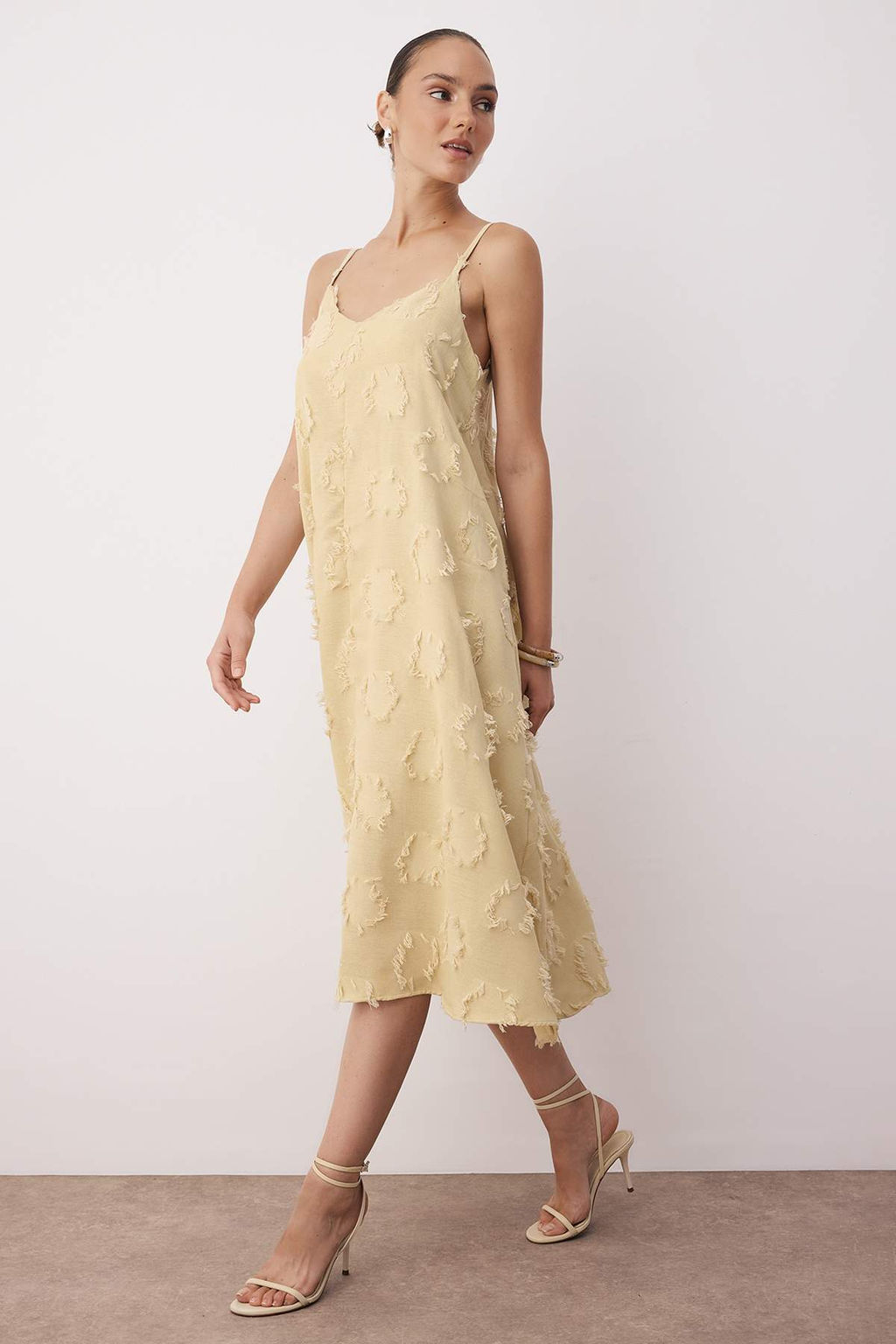 Mavi Duz Midi Dokuma Elbise TWOSS25EL00905 - Trendyolmilla фото 8