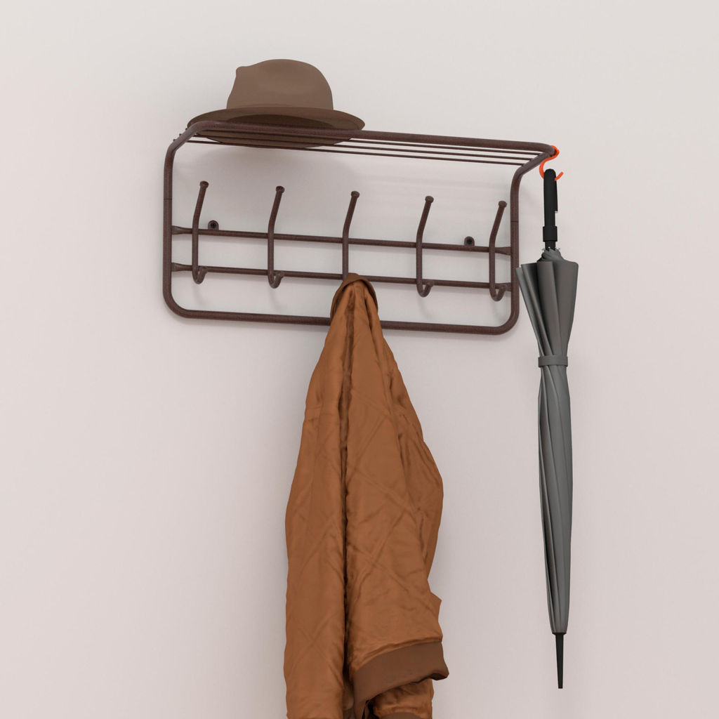 Вешалка с полкой 60см (6) коричневый