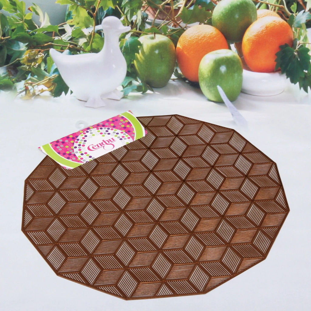 Цена за 2 шт. Салфетка плетеная 38см "Кубики" терракот