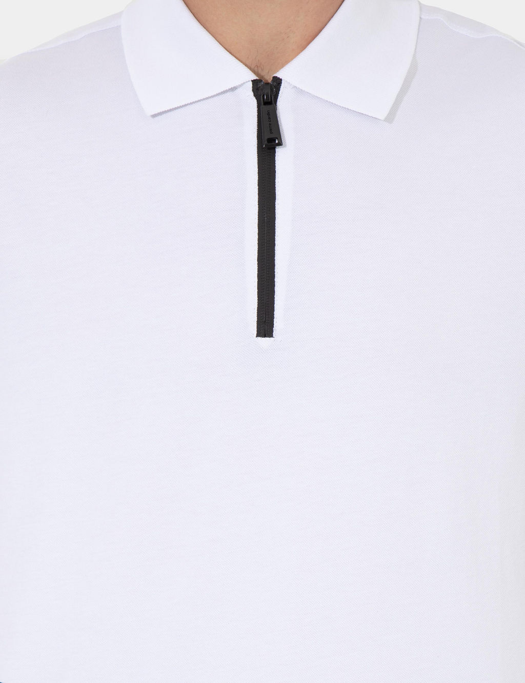 Beyaz Slim Fit Fermuarl_ Polo Yaka Ti__rt