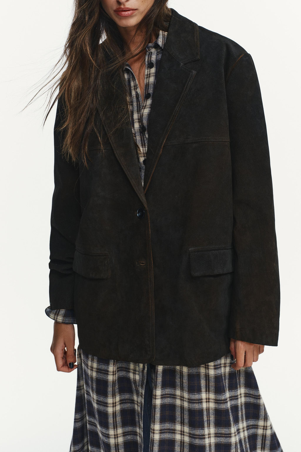 100% SUEDE LEATHER BLAZER WITH POCKETS - Zara фото 2