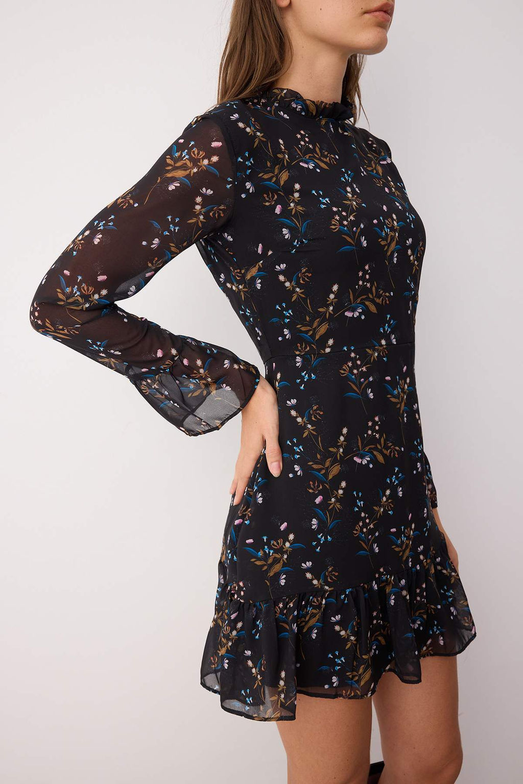 Siyah Dik Yaka Dokuma Elbise TCLAW19LJ0076