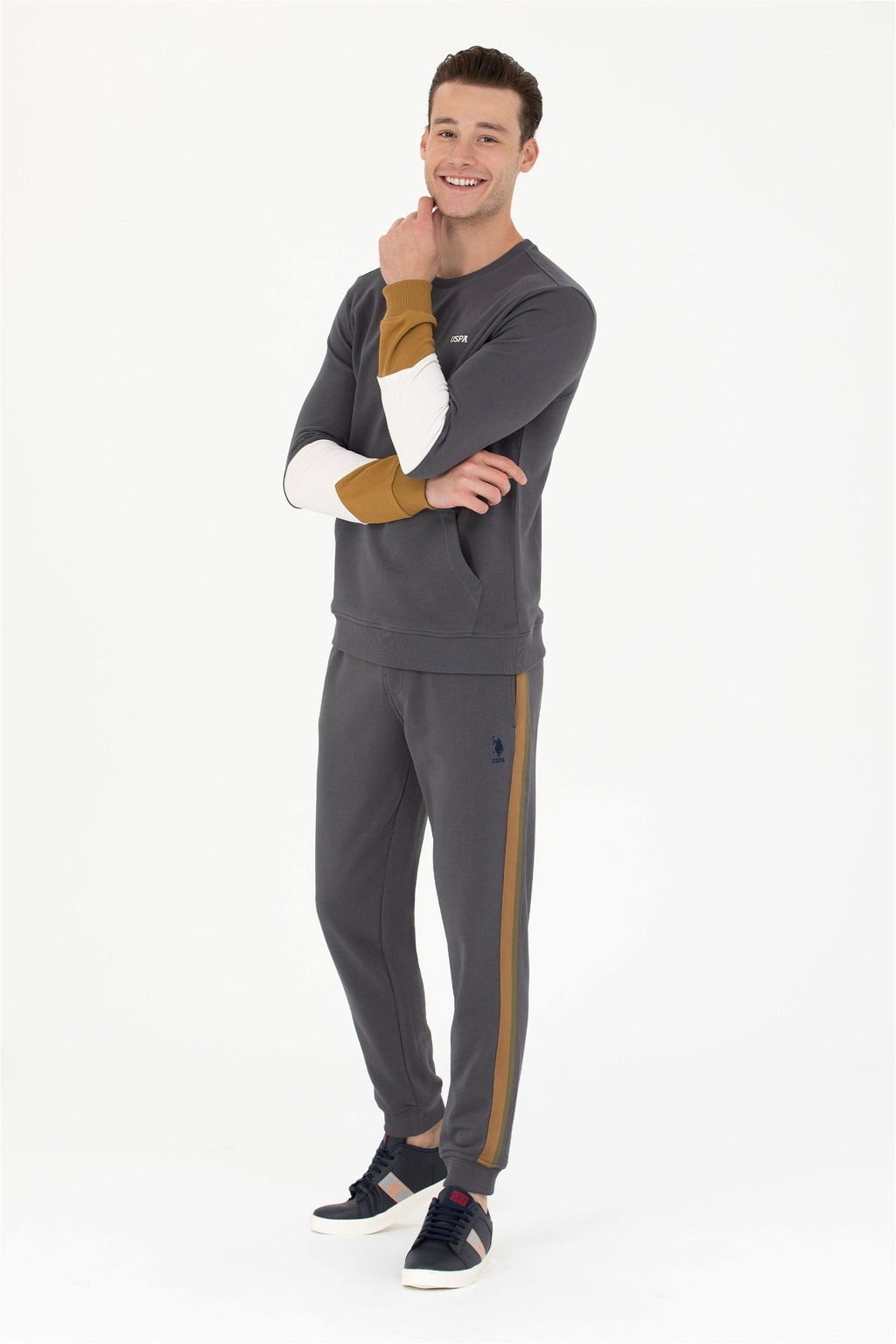 U. S. Polo Assn Мужской свитшот антрацитового цвета с круглым вырезом - U.s. polo assn фото 4