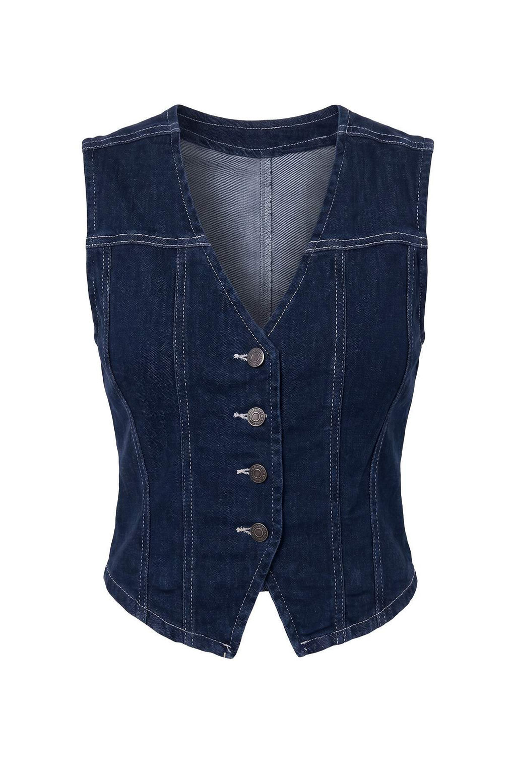Koyu Mavi Az Esnek Fitted Denim Yelek TWOAW27YE00025