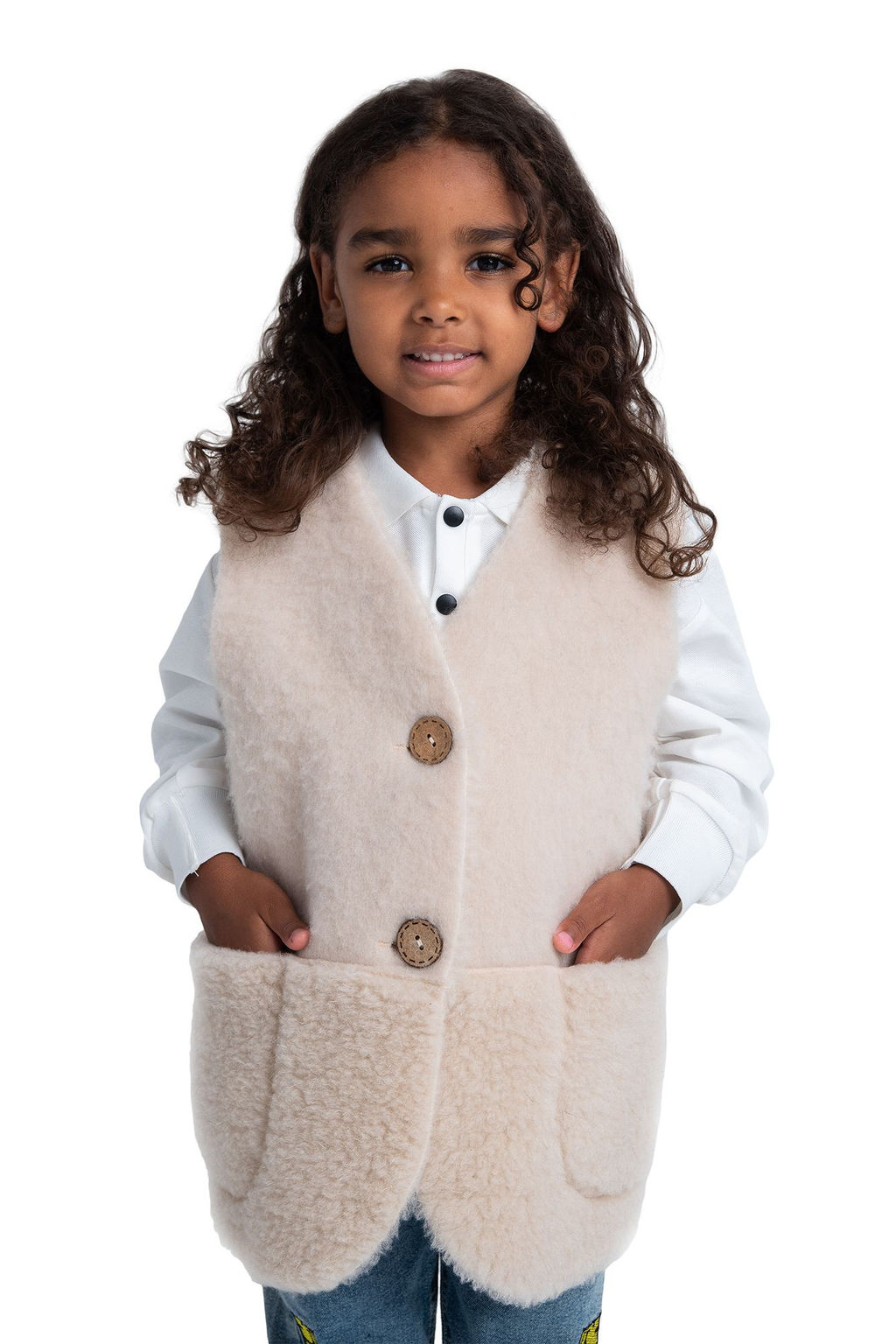 Жилет детский меховой ПЛЮША карамель