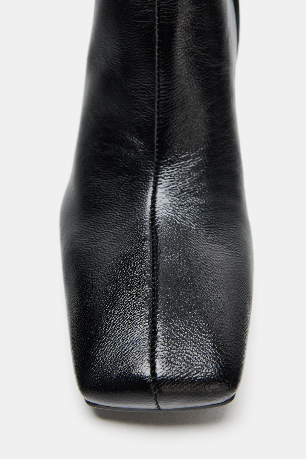 LEATHER HIGH-HEEL ANKLE BOOTS WITH SQUARE TOE - Zara фото 8