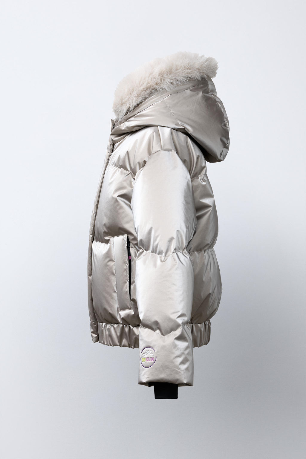 METALLIC WATER-RESISTANT AND WINDPROOF FEATHER DOWN PUFFER JACKET RECCO® SYSTEM SKI COLLECTION - Zara фото 4