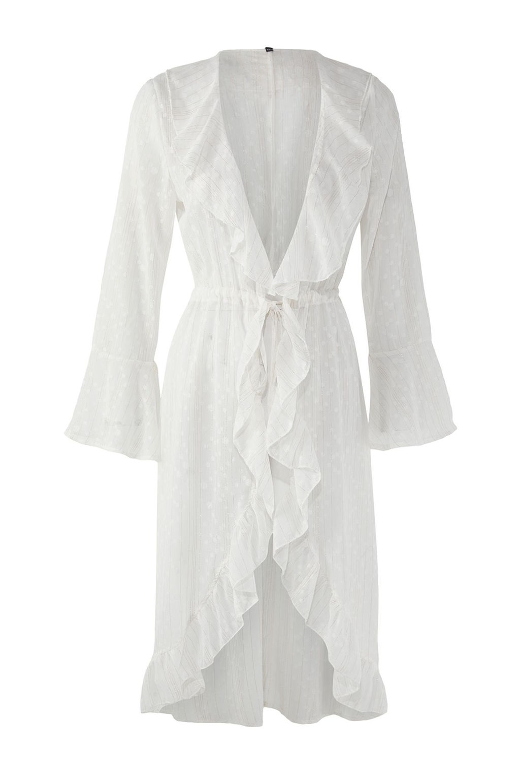 Ekru Maxi Dokuma Volanl? Plaj Kimono&Kaftan TBESS25KM00018 - Trendyolmilla фото 5