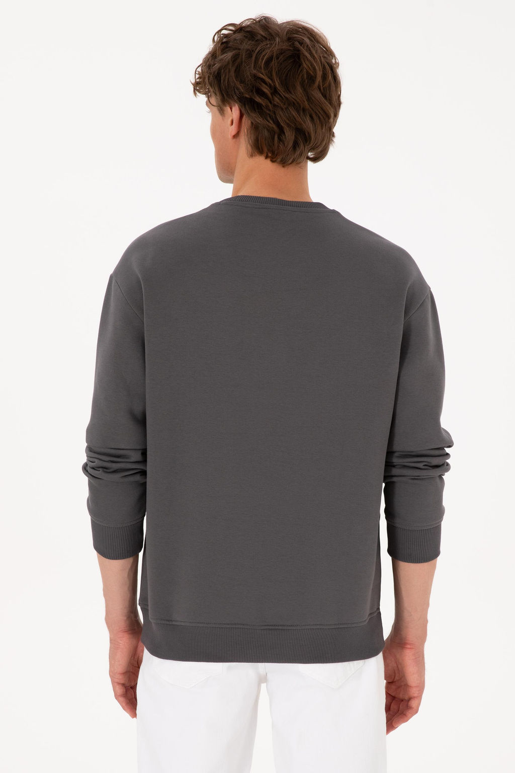 Erkek Gri Basic Sweatshirt