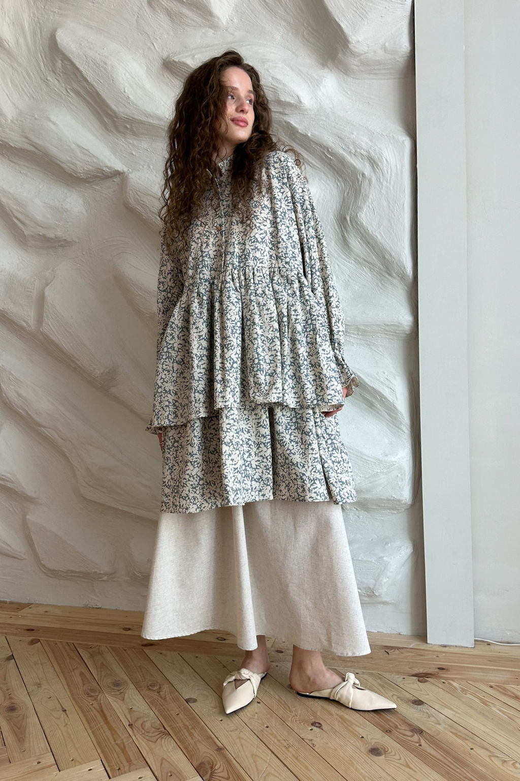 Платье PUFF059/06/Серо-голубой, белый - Rise фото 9