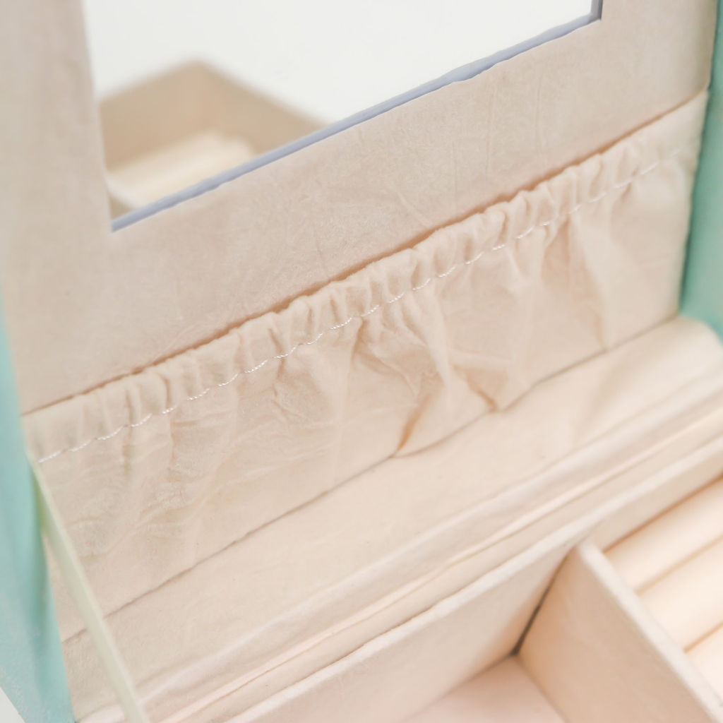 Шкатулка кожзам для украшений Серебрянный блеск на голубом 8х14,5х14,5 см - Simaland фото 5