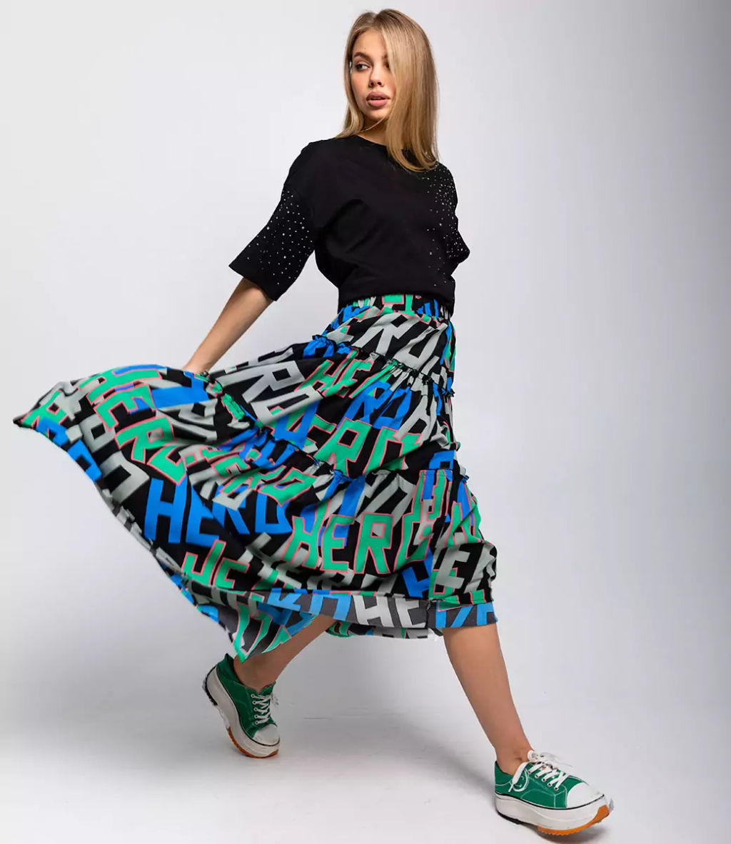 Юбка #КТ228-1, сине-зелёный