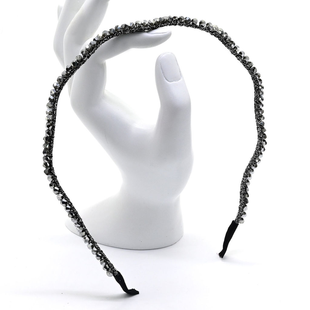 Ободок для волос Волна с цирконом, цвет серебристый