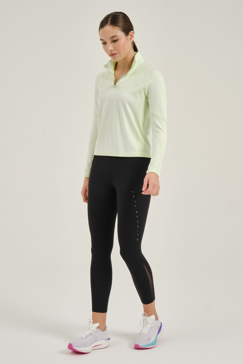 Лонгслив Бежевый/Зеленый ADVANCED RUNNING LS Tee - Anta фото 2