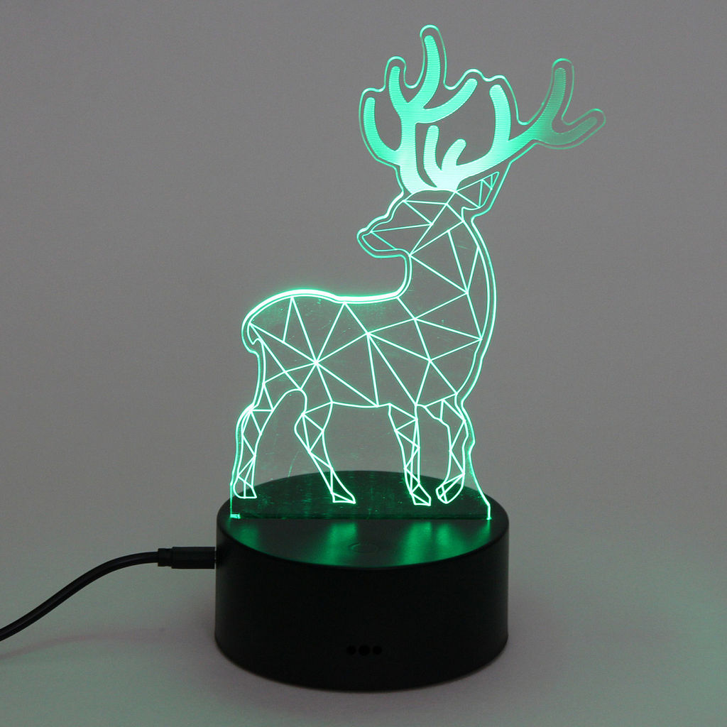 Цена за 2 шт. Светильник ночник "3D-Олень" на пластиковой подставке, с включателем USB