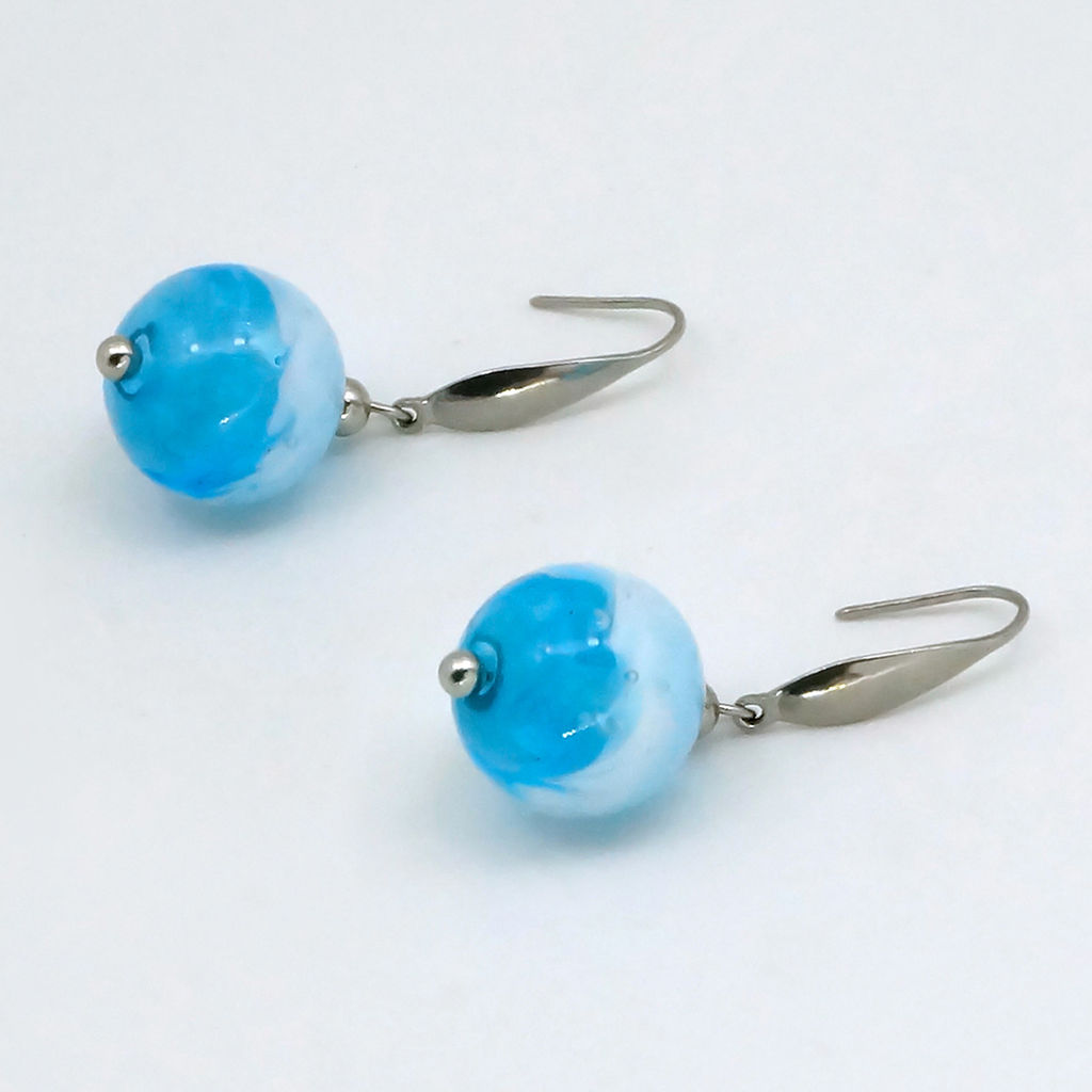 Серьги из муранского стекла LS3345/голубой