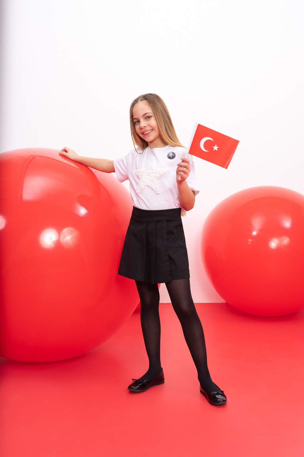 K?z Cocuk Gabardin Pileli Sortlu Okul Etegi - Defacto фото 4