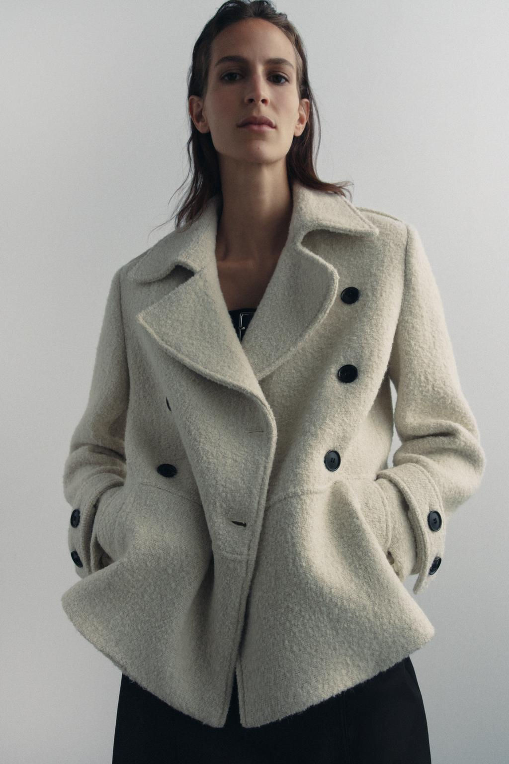 ZW COLLECTION BOUCLE WOOL COAT - Zara фото 2