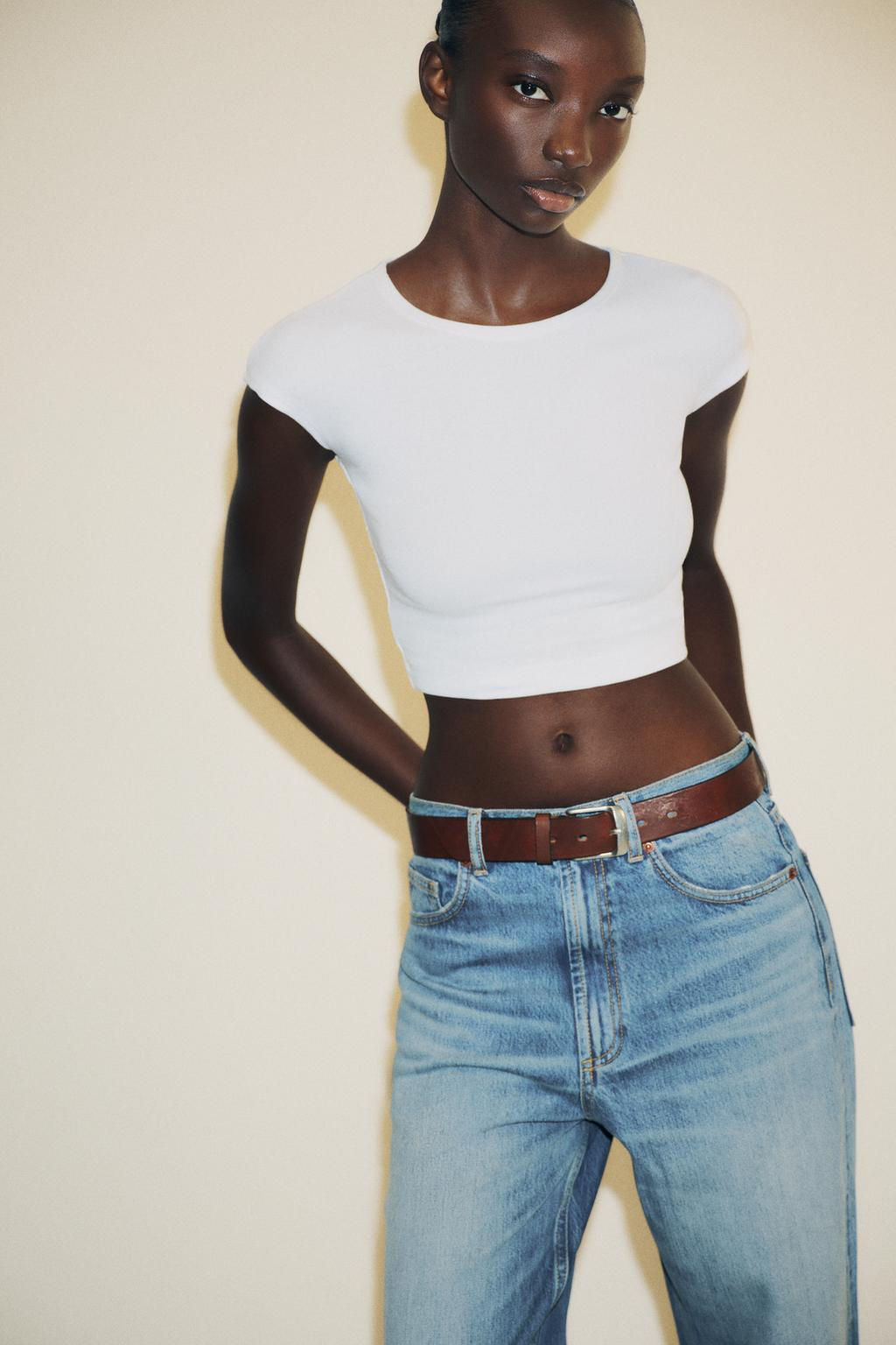 COTTON MODAL CROP T-SHIRT - Zara фото 8
