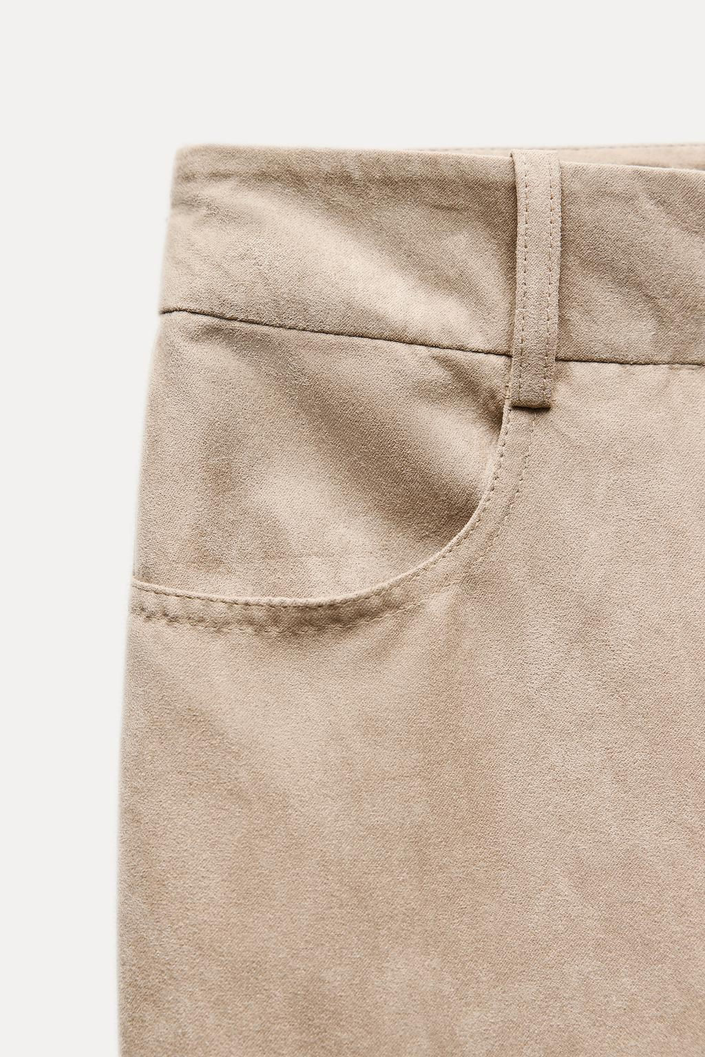FAUX SUEDE STRAIGHT-LEG TROUSERS - Zara фото 5