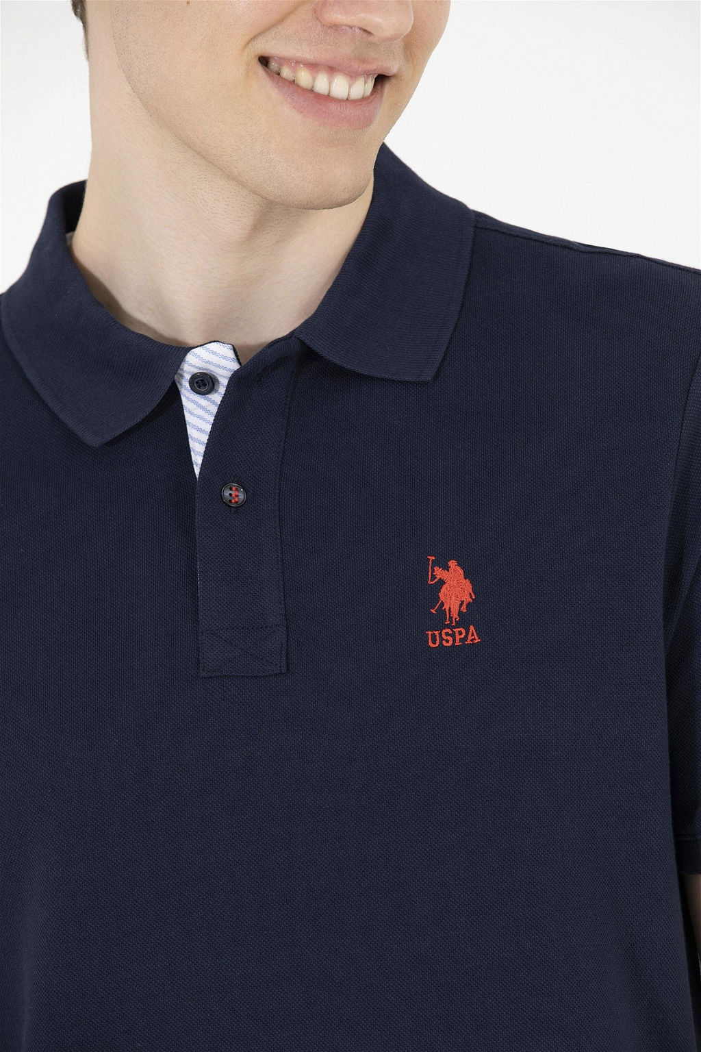 Мужская темно-синяя футболка с воротником поло Basic - U.s. polo assn фото 14