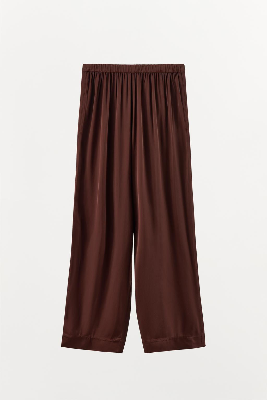 SATIN LOOSE-FITTING PLEATED TROUSERS - Zara фото 6