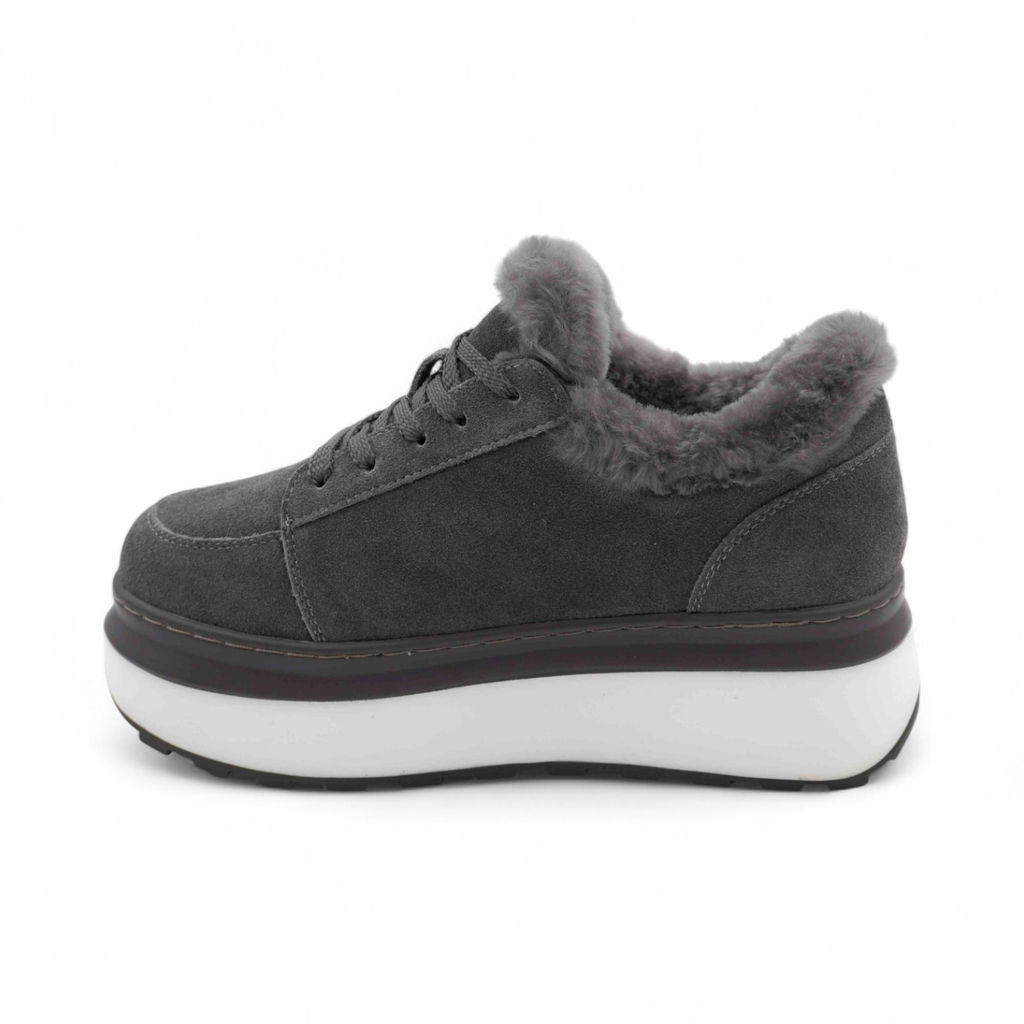 Ботинки из натуральной кожи на меху MD0123-2 серые