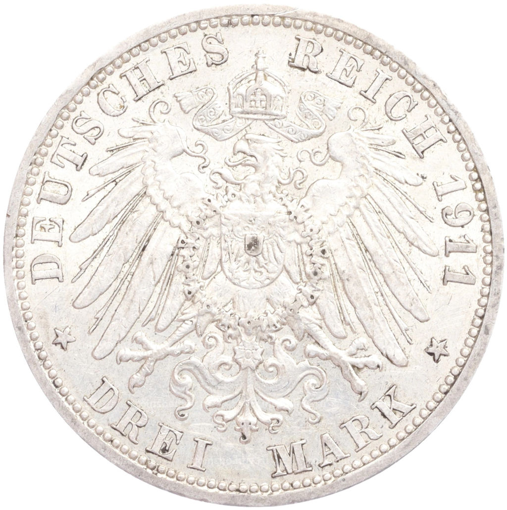 Монета 3 марки 1911 года А Германия (Пруссия)