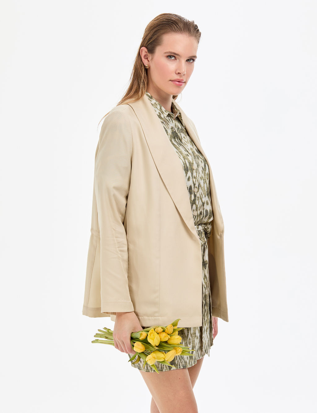 Krem Regular Fit Ceket