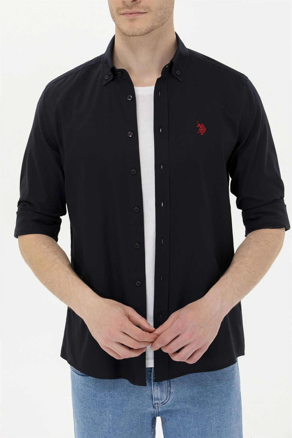 U. S. Polo Assn Мужская черная базовая рубашка с длинным рукавом - U.s. polo assn фото 13