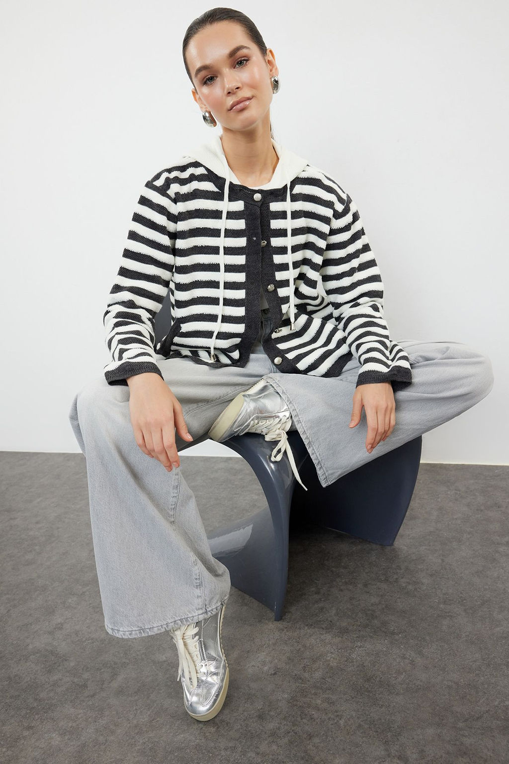 Antrasit Kapusonlu Triko H?rka TWOAW25HI00070