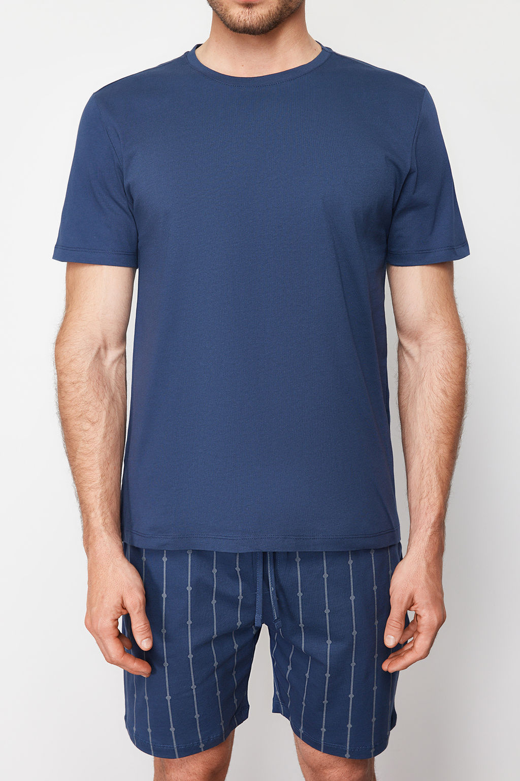 TRENDYOL MAN Lacivert Bask?l? Regular Fit Orme Sortlu Pijama Tak?m? TMNSS24PT00025 - Trendyolmilla фото 3