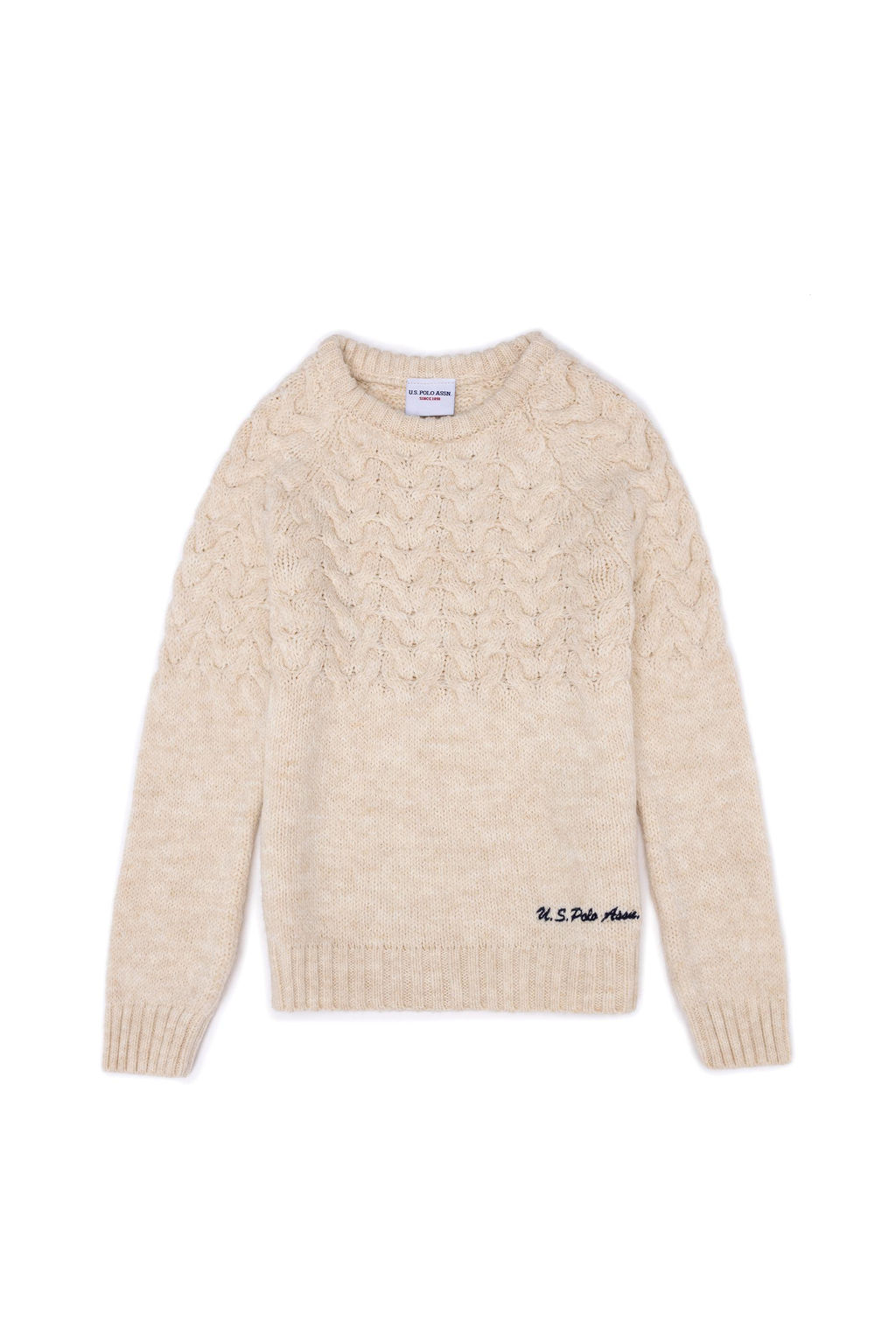 U. S. Polo Assn Кремовый меланжевый свитер для девочек с круглым вырезом - U.s. polo assn фото 6