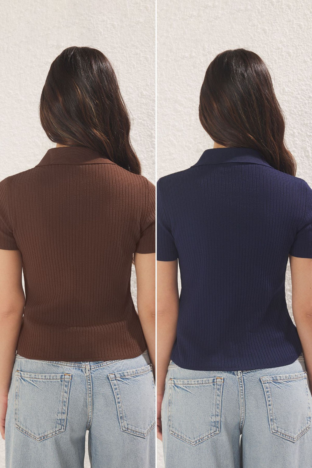 TRENDYOLMILLA Lacivert-Kahverengi Ikili Paket Basic Triko H?rka TWOSS25HI00014  фото 2