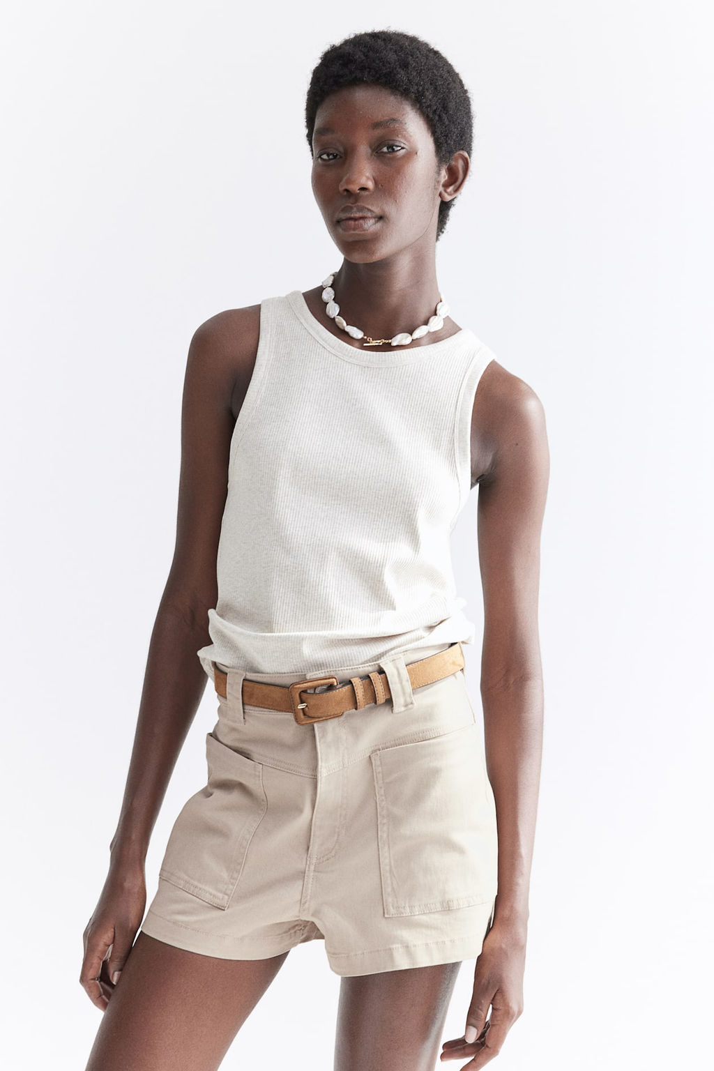 Pantalon corto de sarga estilo cargo