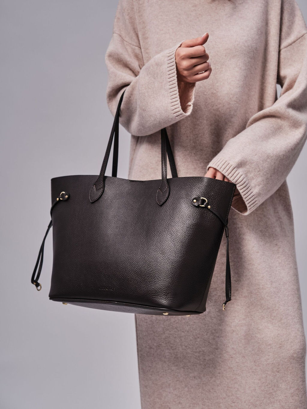 Сумка кожаная шоппер Deboro 30890 темно-коричневая