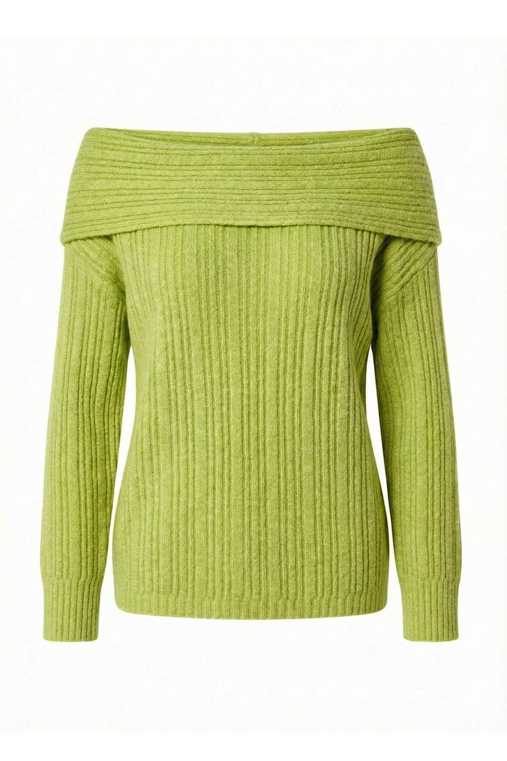 Yag Yesil Yumusak Dokulu Carmen Yaka Triko Kazak TWOAW25KZ00076