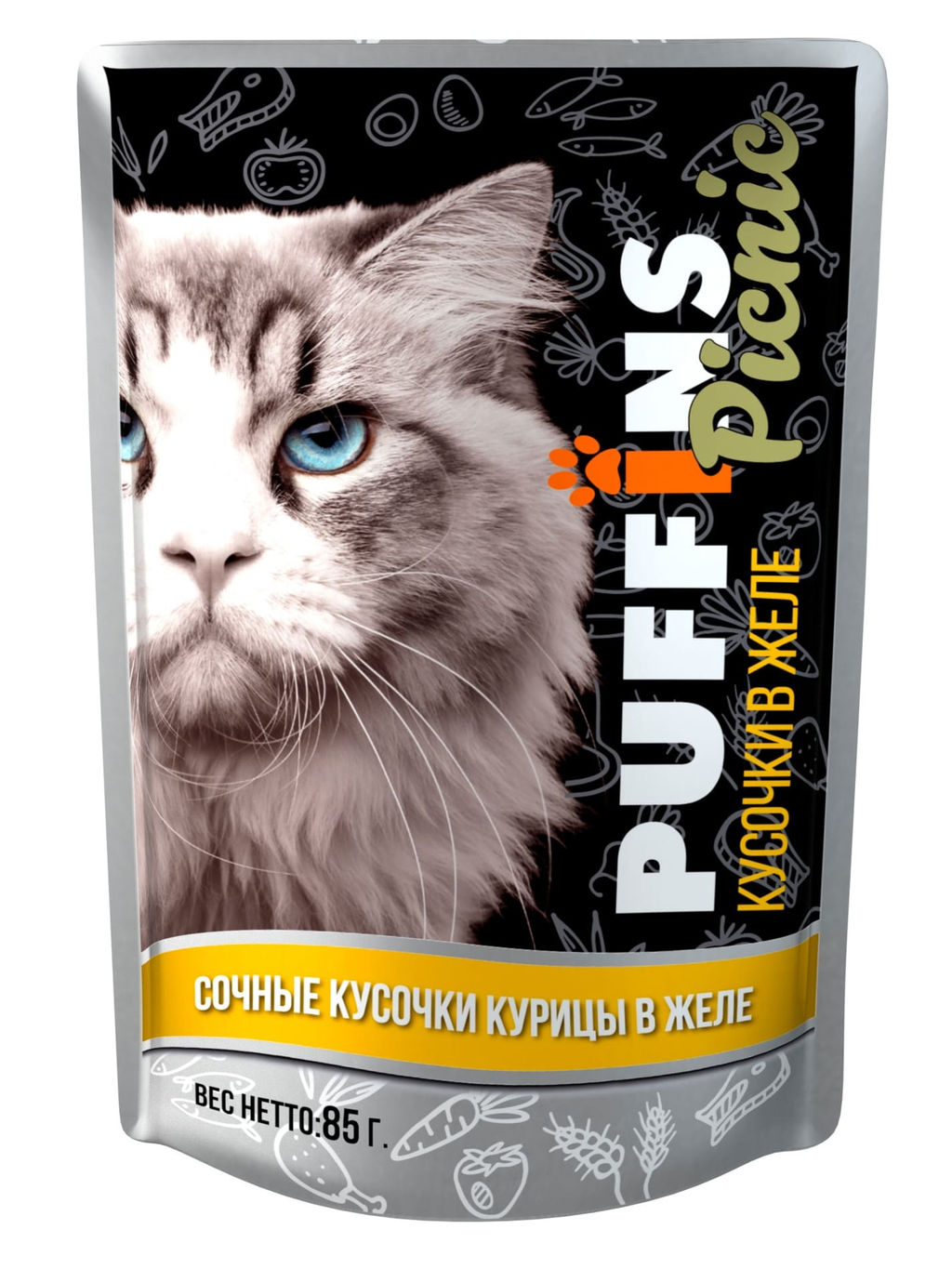 Puffins Picnic пауч д\кошек 85 г. Курица в желе 1/26 4610003549497
