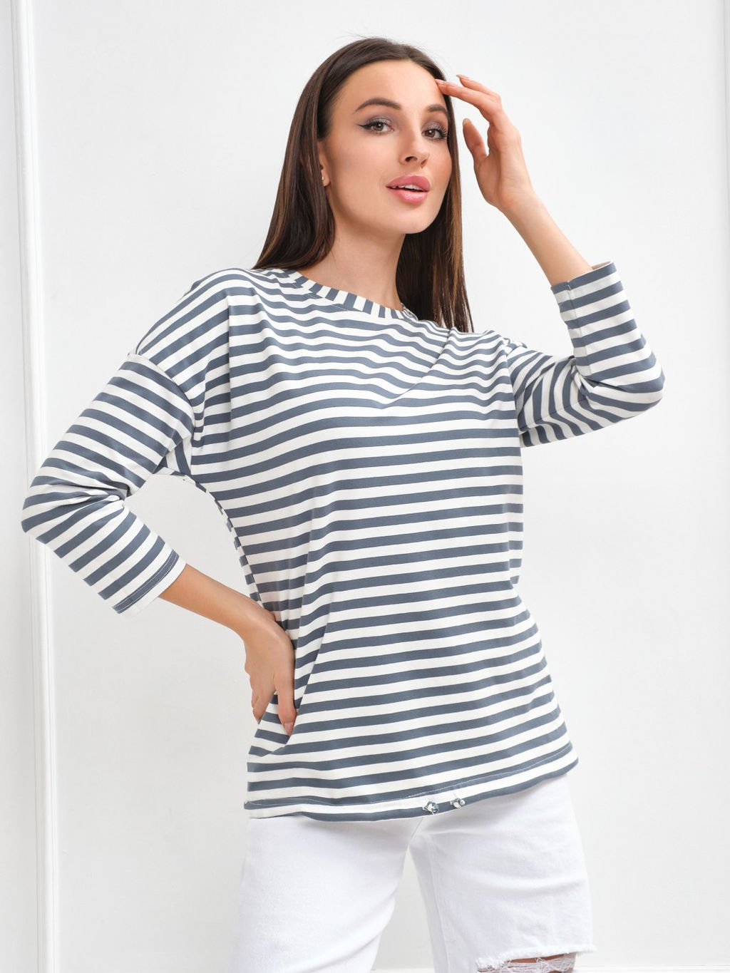 Лонгслив Николь Хлопок 95%, лайкра 5% тельняшка - Ивассорти фото 5