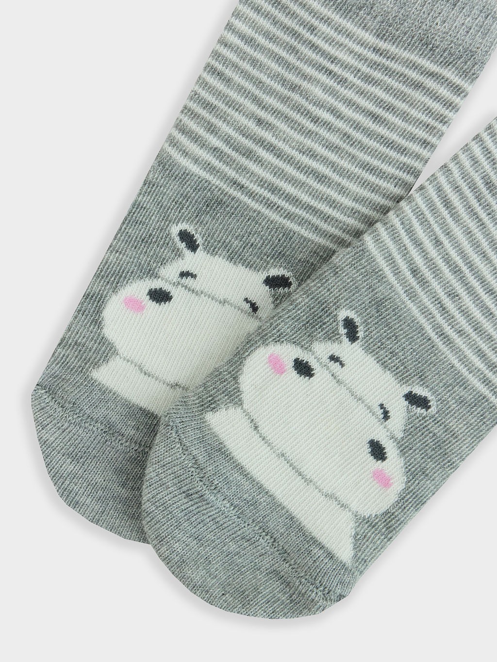 Цена за 5 пар! Носки детские в цвете серый меланж с рисунком в виде бегемота - Mark formelle фото 2