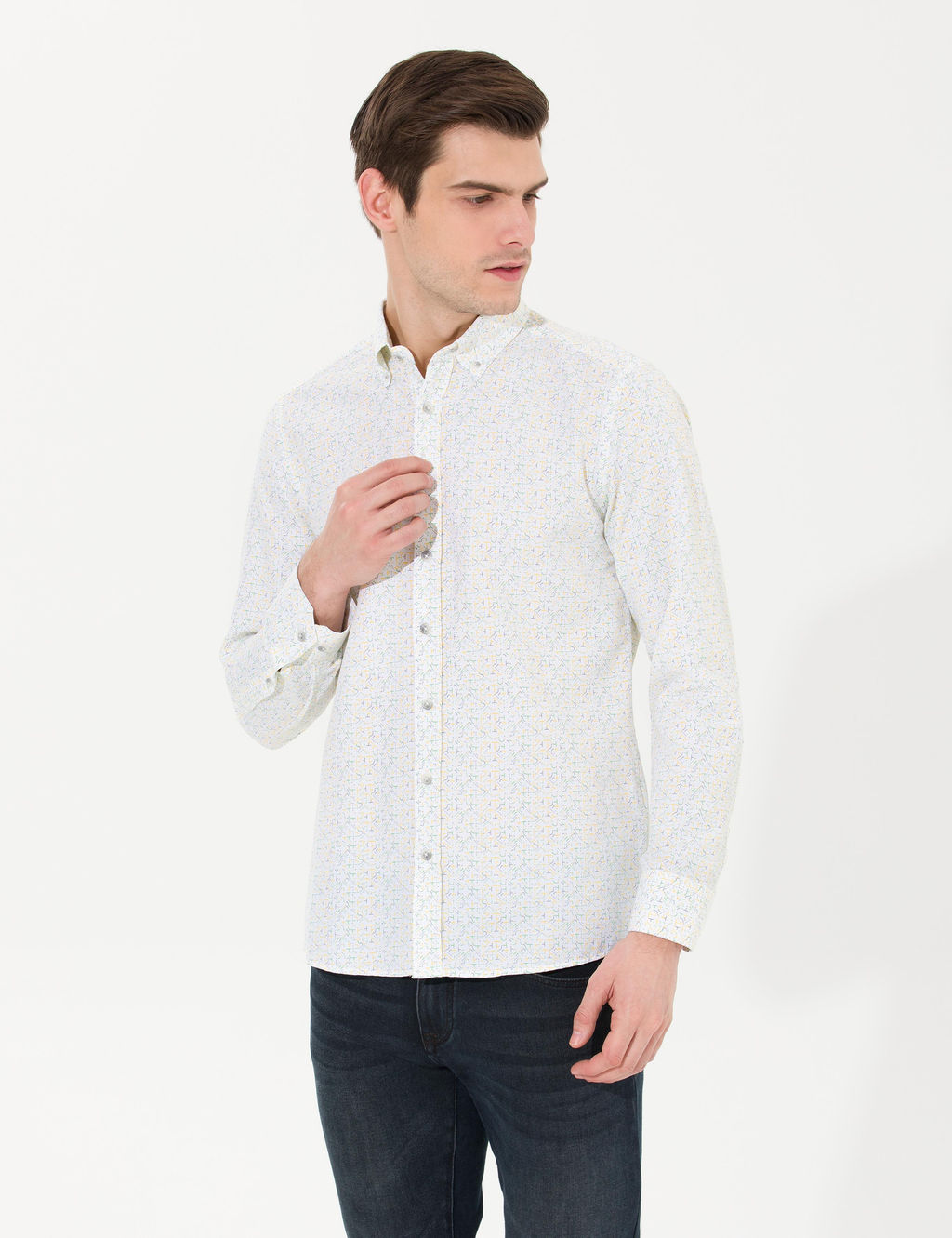 A__k Sar_ Slim Fit Uzun Kollu G_mlek